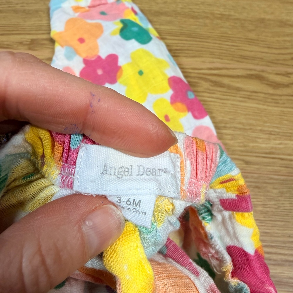 Angel Dear Organic Cotton Muslin Floral Romper 3-6M - Picture 4 of 5